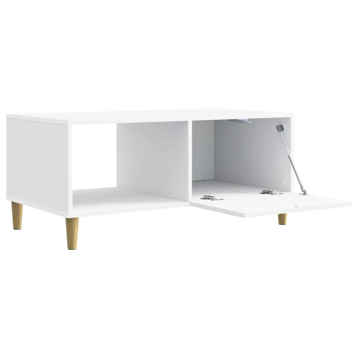 Rectangular White Coffee Table with Storage Shelf