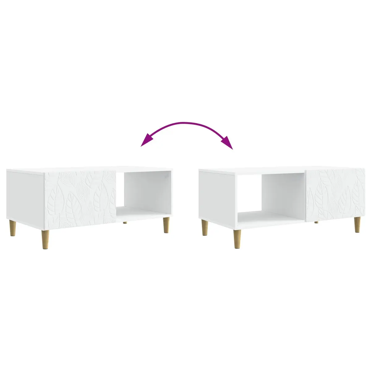 Rectangular White Coffee Table with Storage Shelf