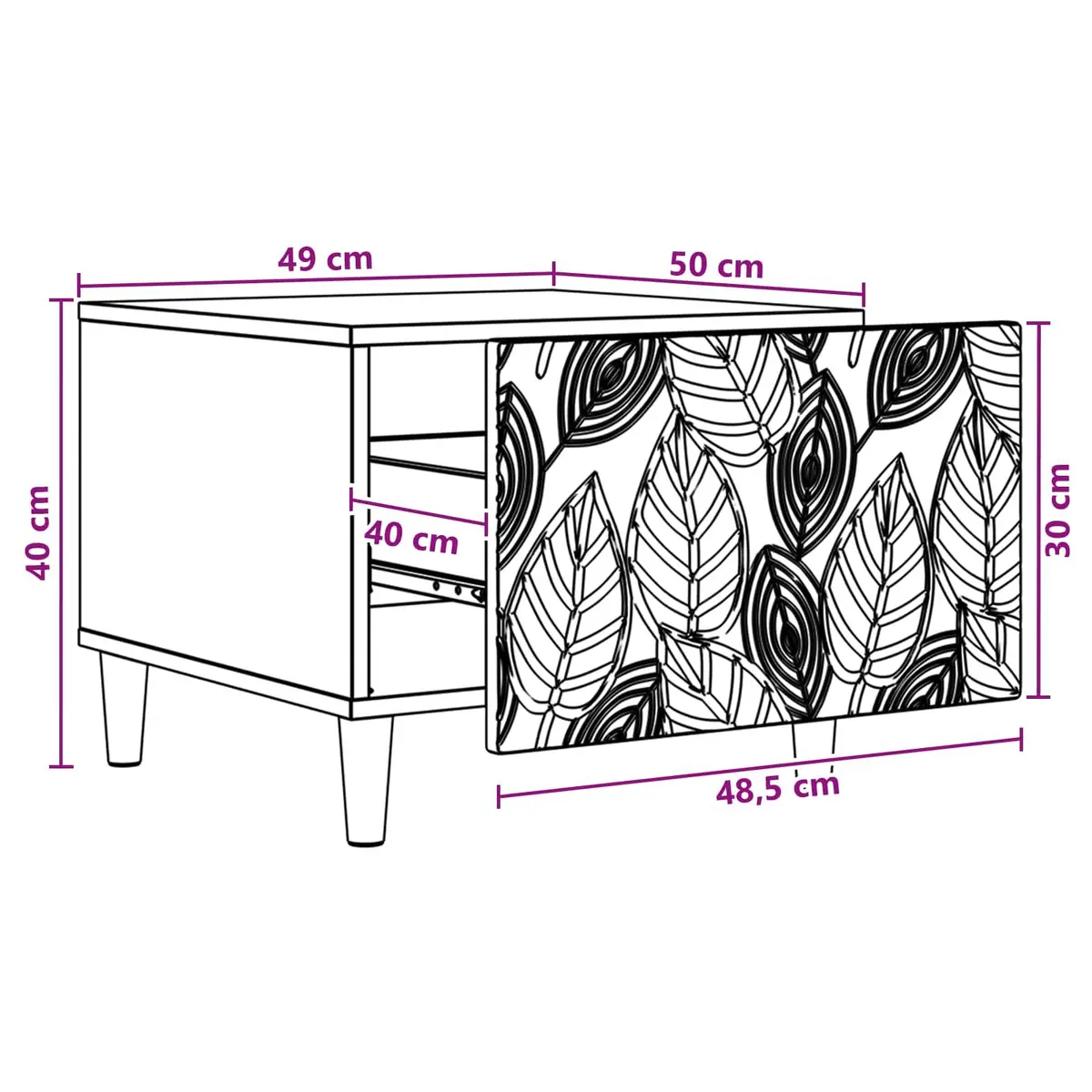 Coffee Table White Modern Design Engineered Wood Storage Drawer Living Room