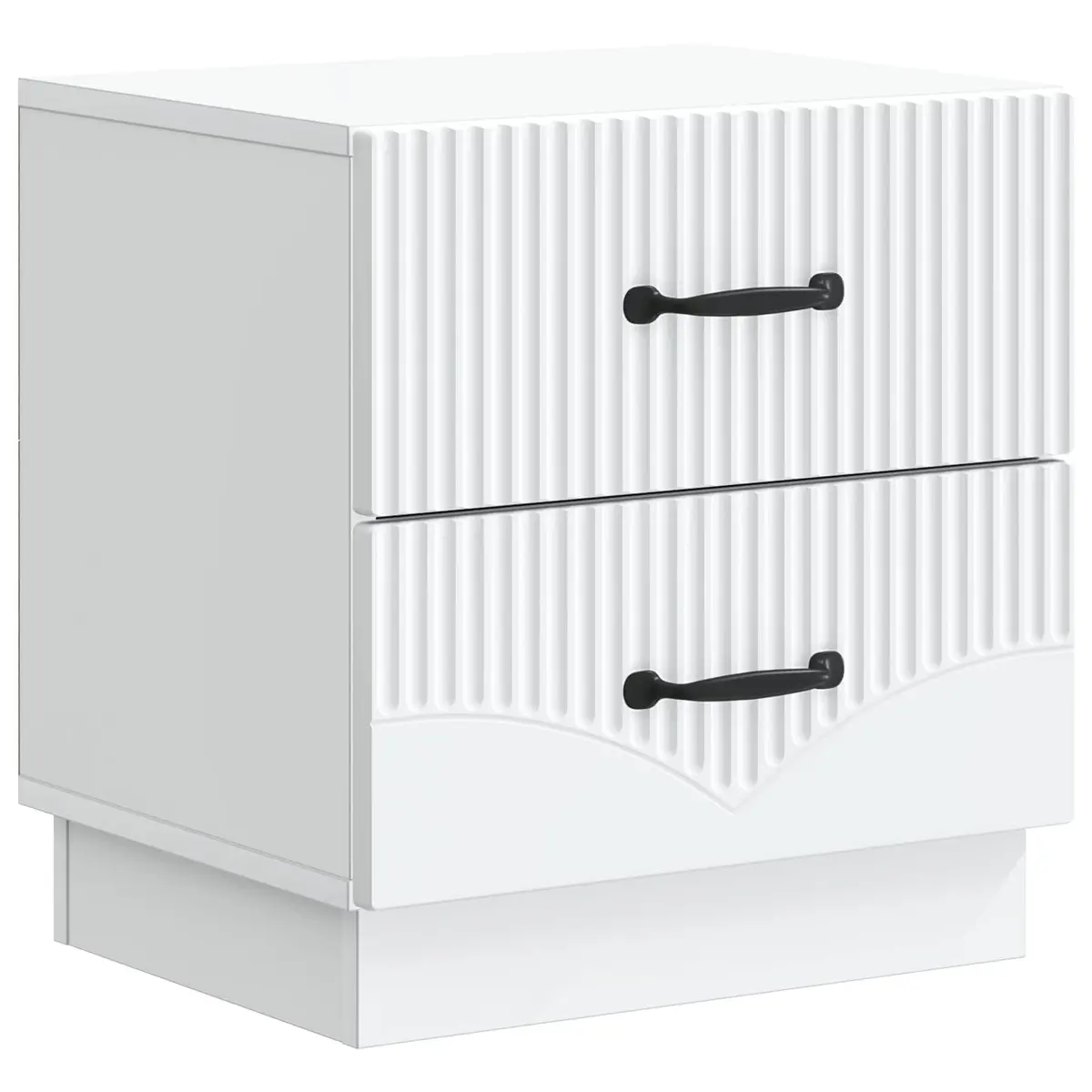 White Engineered Wood Nightstand with Storage