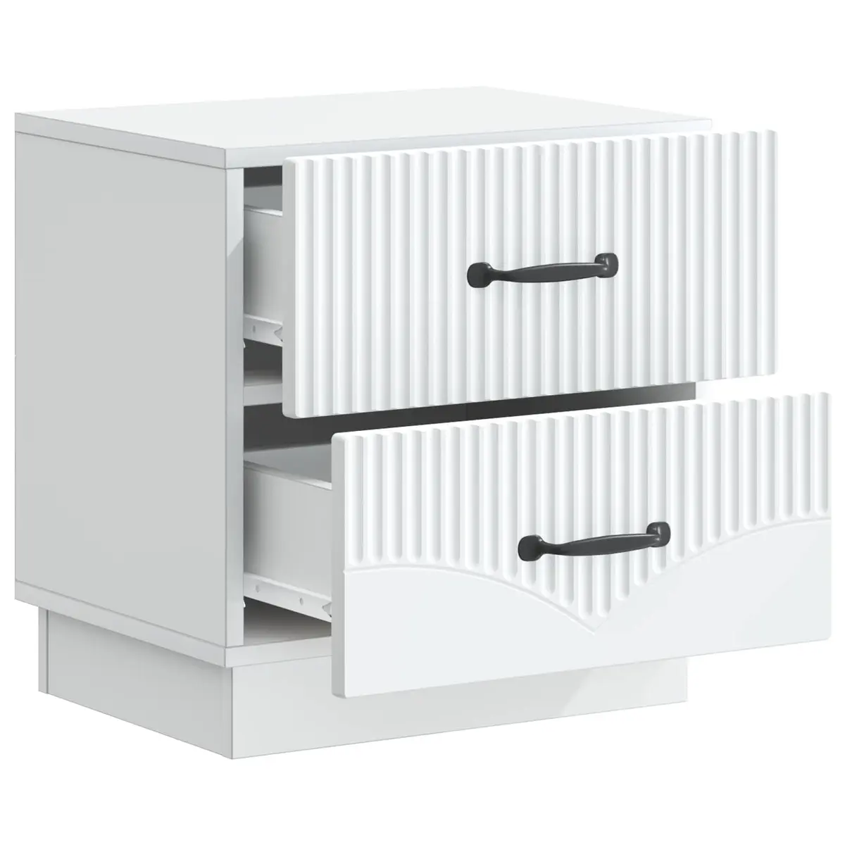 White Engineered Wood Nightstand with Storage