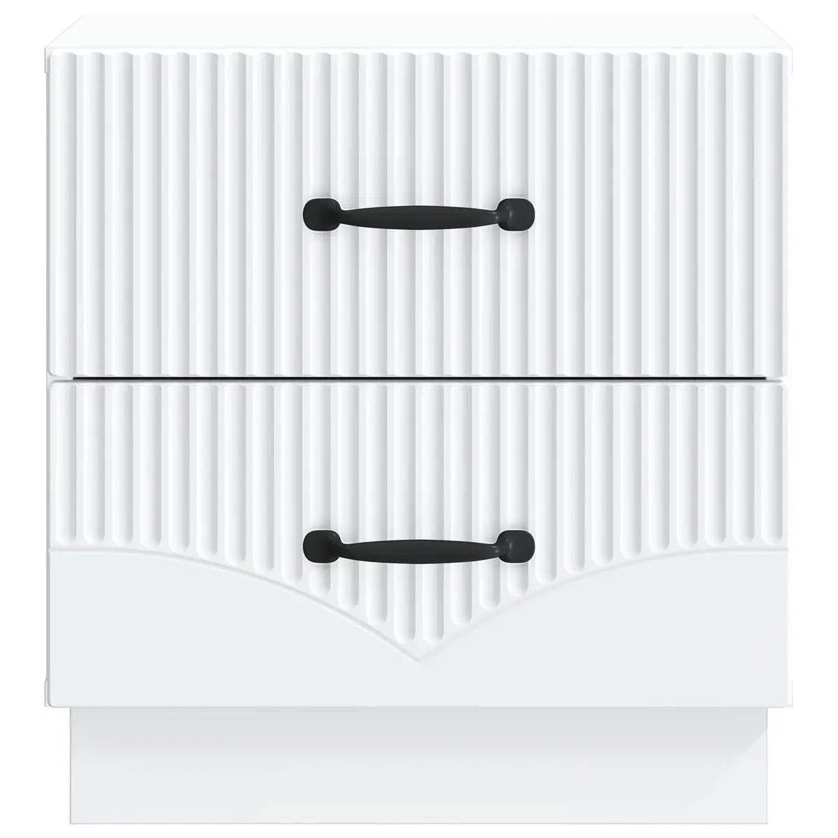 White Engineered Wood Nightstand with Storage