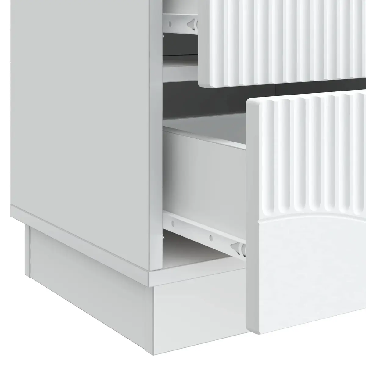 White Engineered Wood Nightstand with Storage