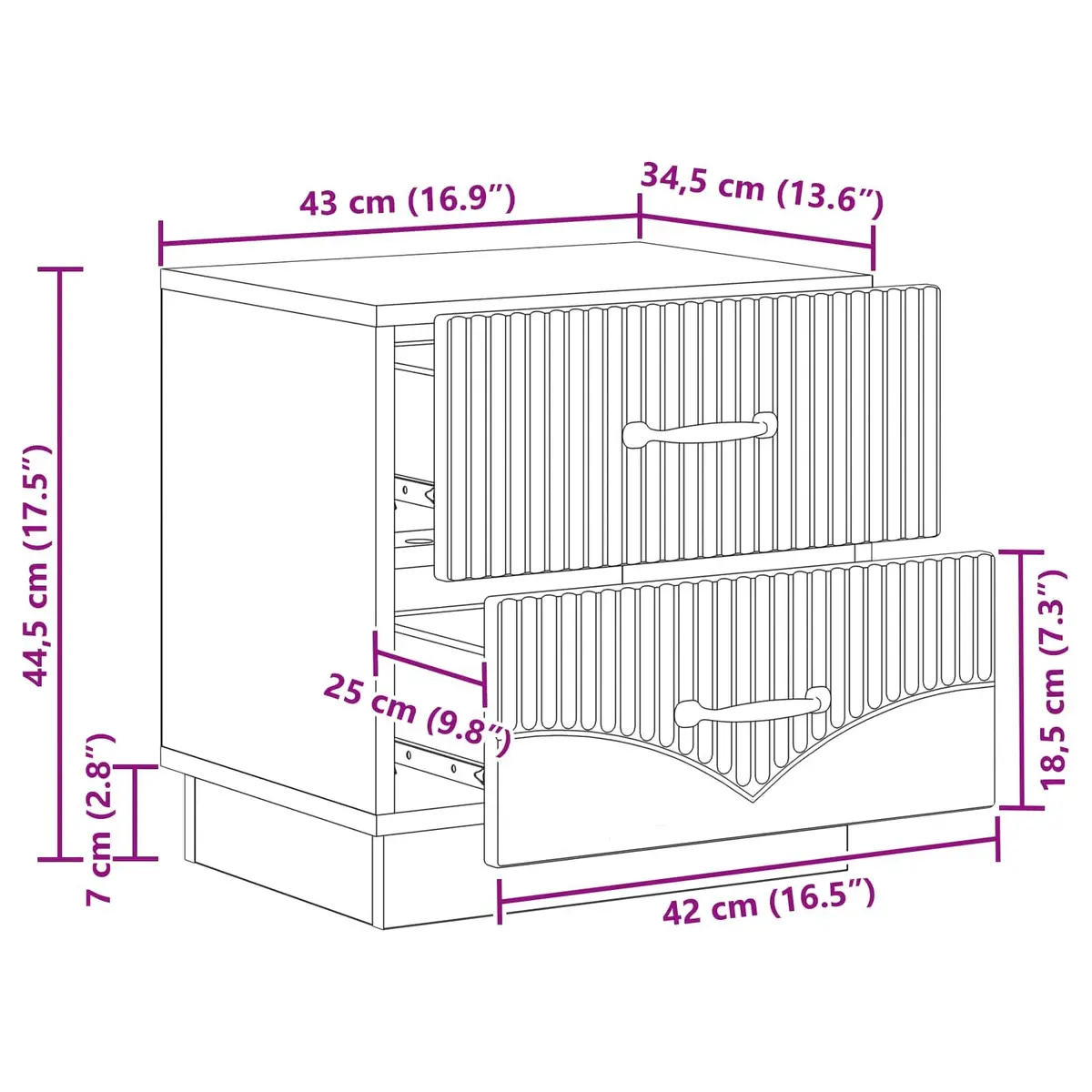 White Engineered Wood Nightstand with Storage