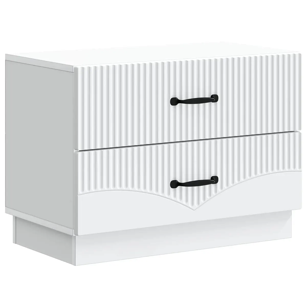 White Nightstand Engineered Wood Compact Bedside Cabinet Modern Style Storage Drawers