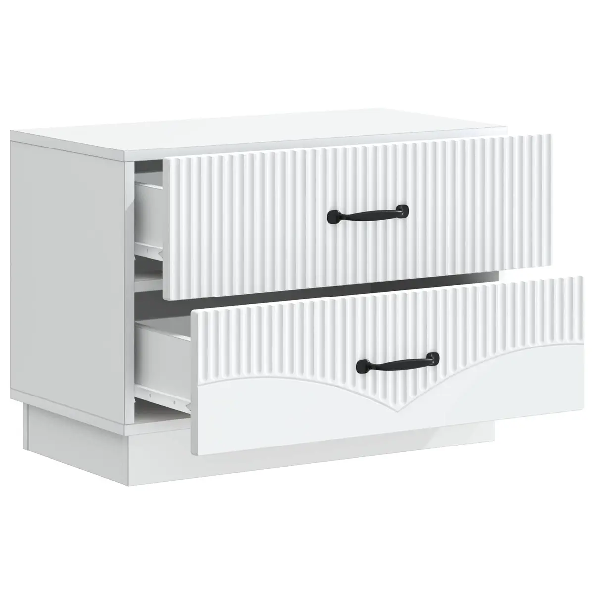 White Nightstand Engineered Wood Compact Bedside Cabinet Modern Style Storage Drawers