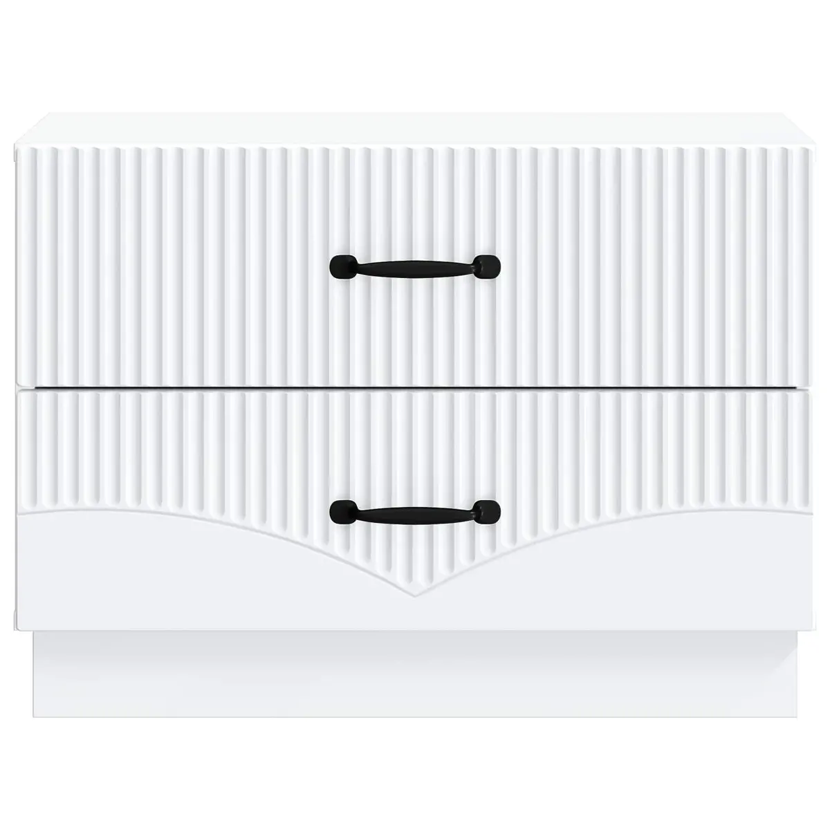 White Nightstand Engineered Wood Compact Bedside Cabinet Modern Style Storage Drawers