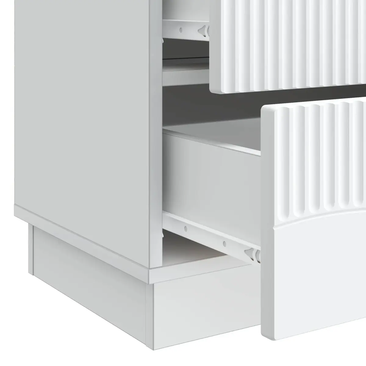 White Nightstand Engineered Wood Compact Bedside Cabinet Modern Style Storage Drawers