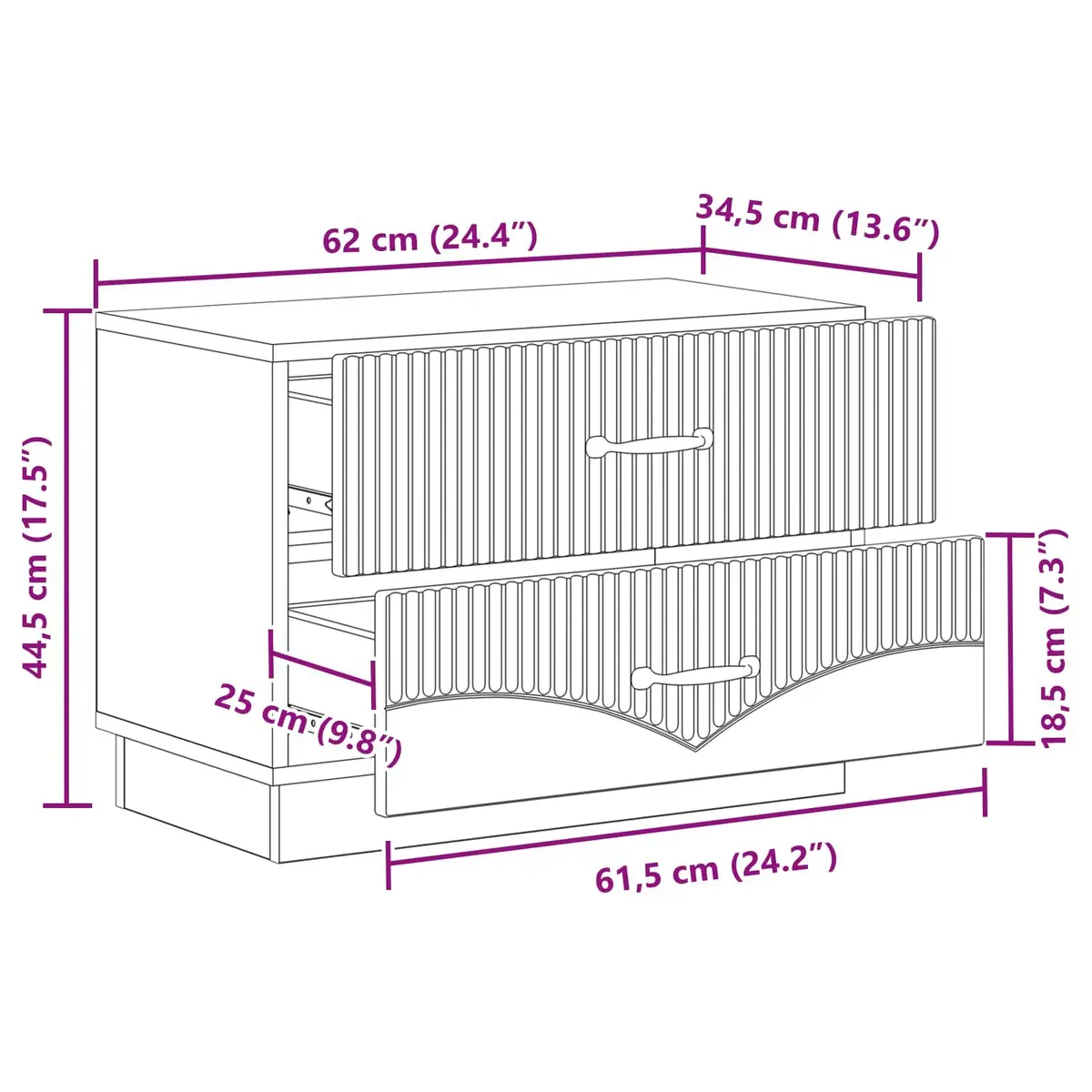 White Nightstand Engineered Wood Compact Bedside Cabinet Modern Style Storage Drawers