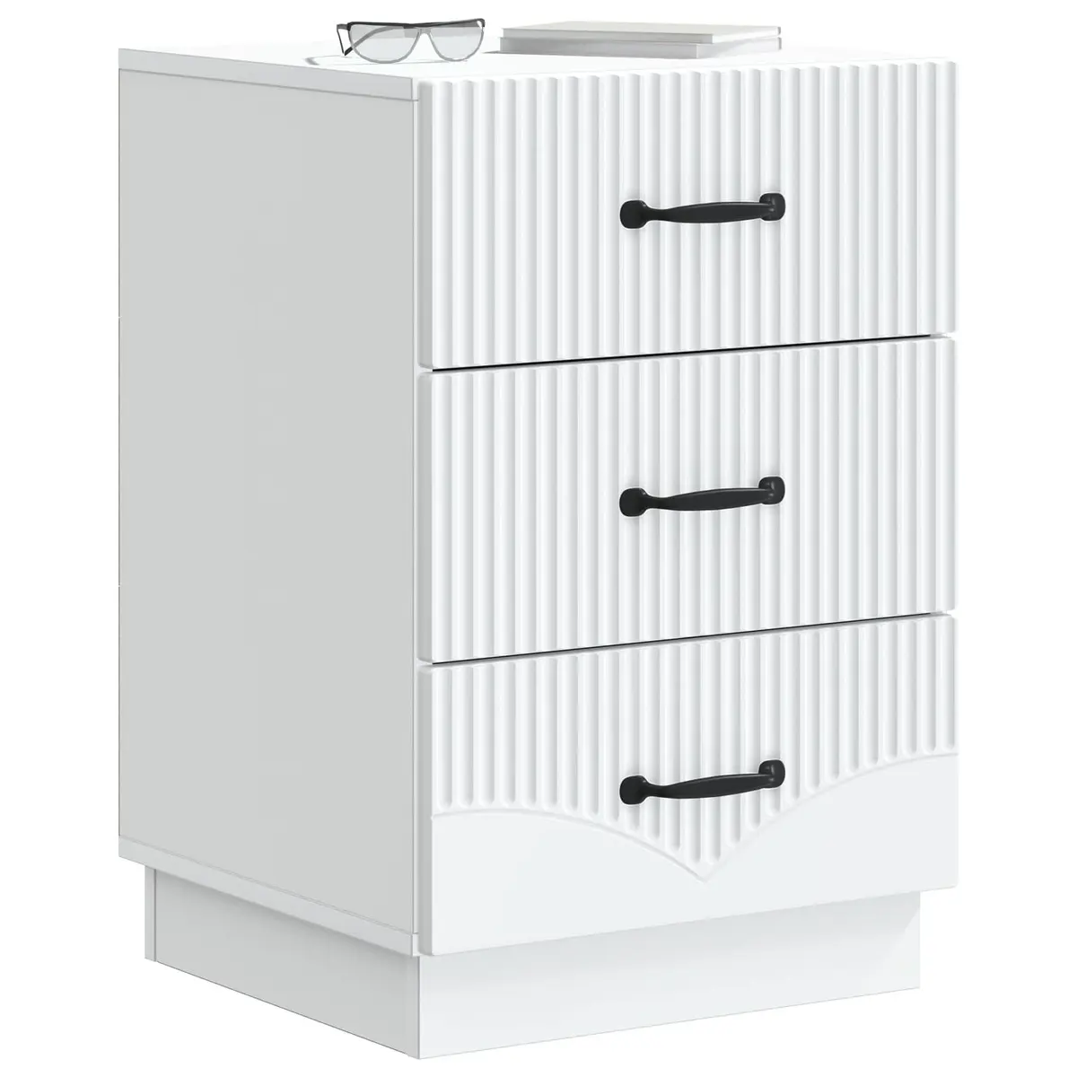 Bedside Cabinet Vintage Style White Engineered Wood Bedroom Storage Table