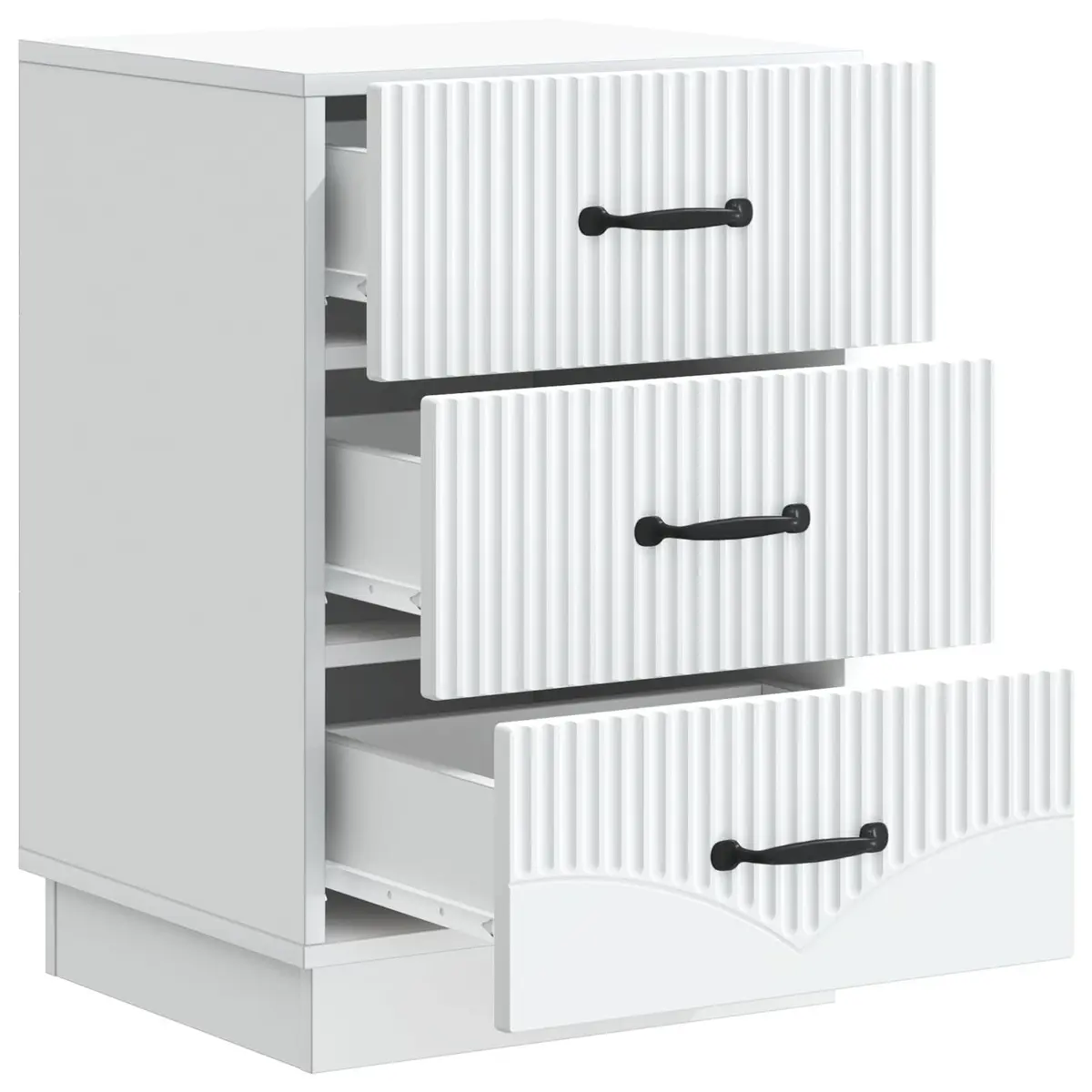 Bedside Cabinet Vintage Style White Engineered Wood Bedroom Storage Table