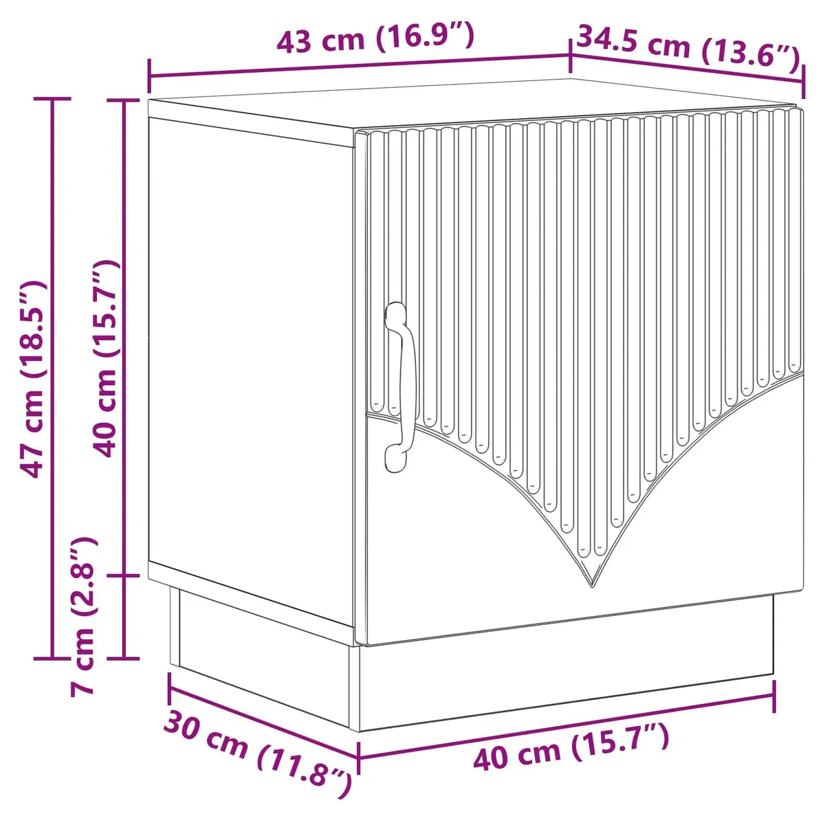 White Bedside Table with Storage 43 x 34.5 x 47 cm