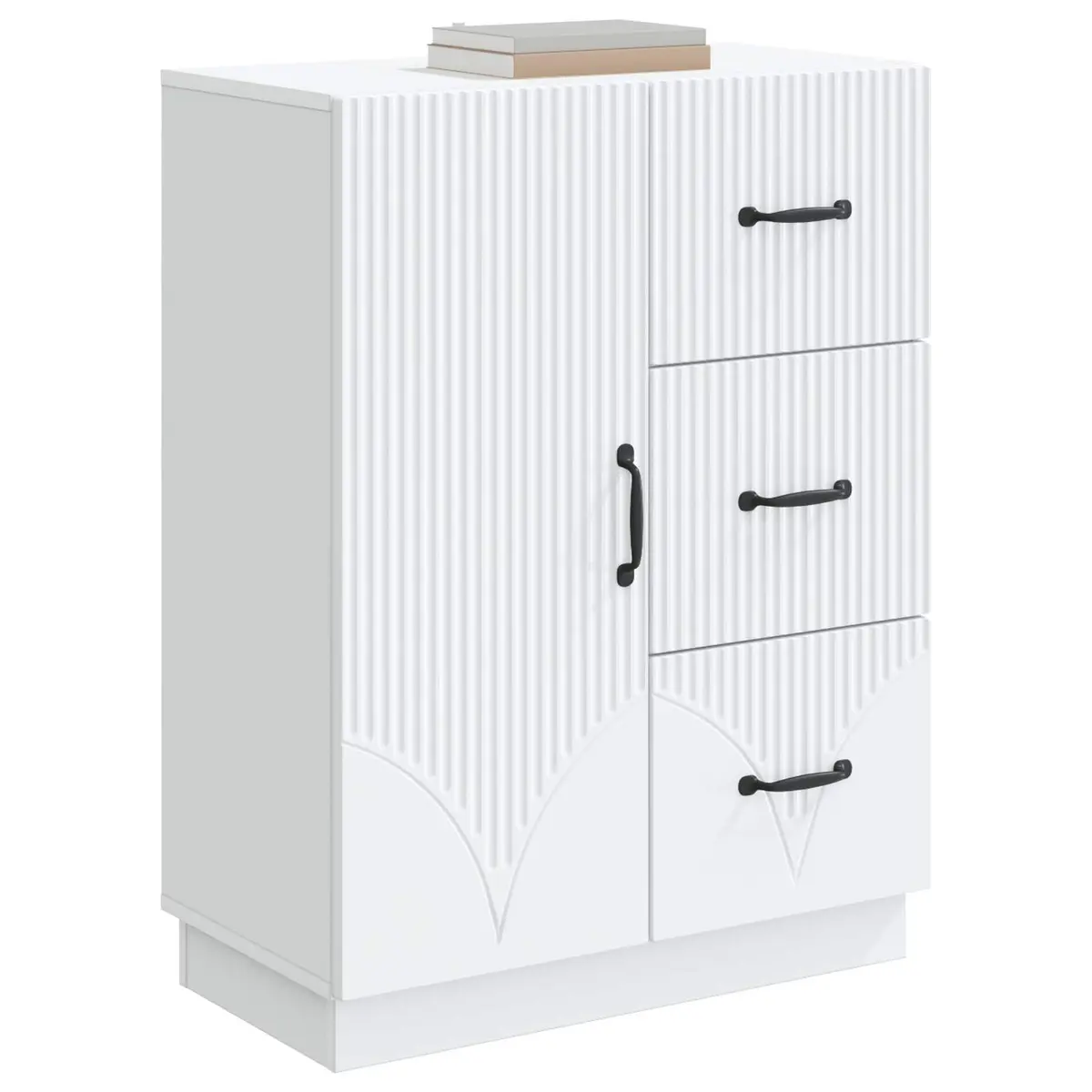 Sideboard White 66 x 34.5 x 87 cm Engineered Wood Storage Cabinet Buffet Unit