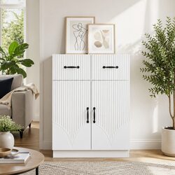 Elegant White Sideboard Storage Cabinet with Shelves