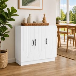 White Modern Sideboard Storage Cabinet for Dining Rooms