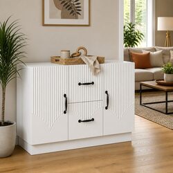 White Engineered Wood Sideboard for Cozy Living Spaces