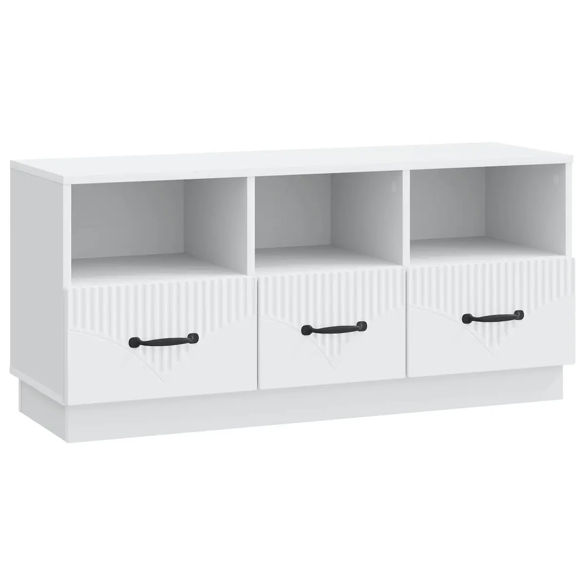 TV Cabinet White Engineered Wood Storage Unit with Drawer