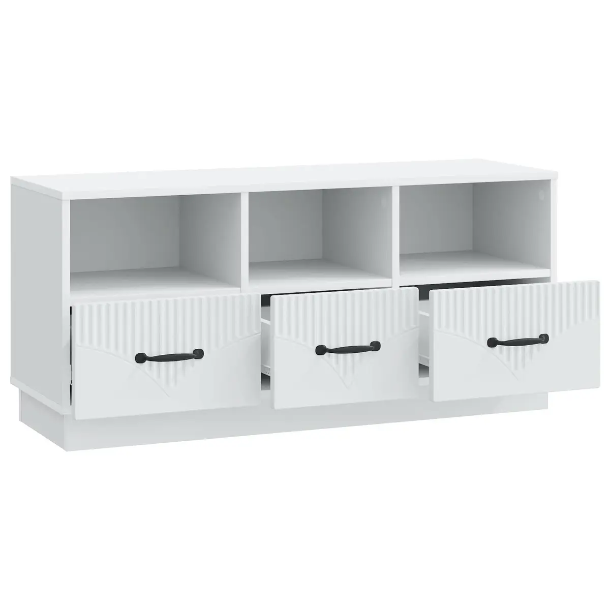 TV Cabinet White Engineered Wood Storage Unit with Drawer