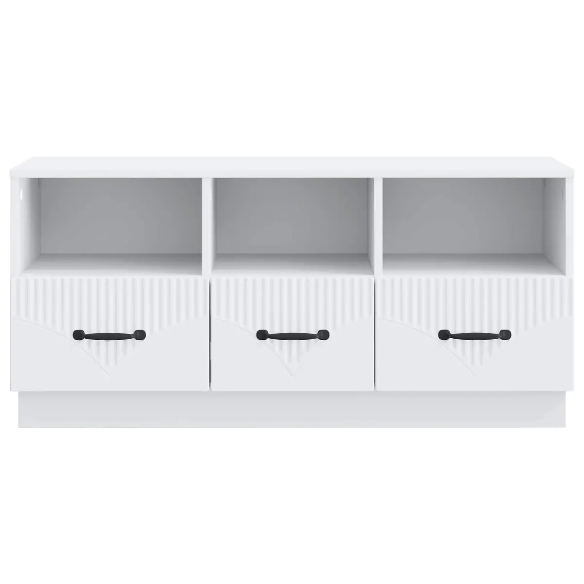 TV Cabinet White Engineered Wood Storage Unit with Drawer