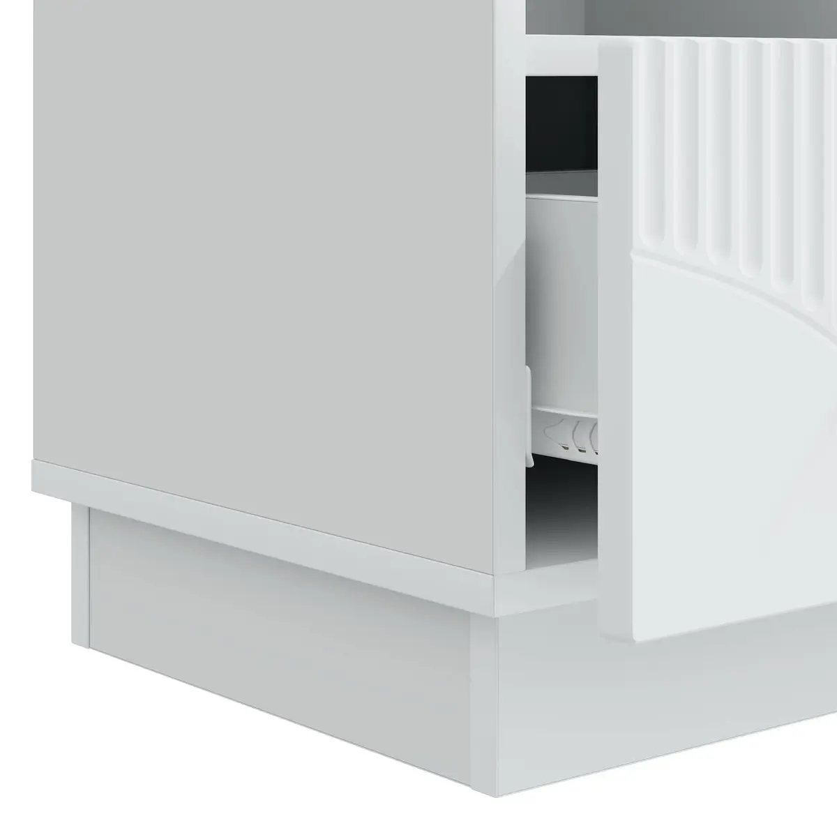 TV Cabinet White Engineered Wood Storage Unit with Drawer