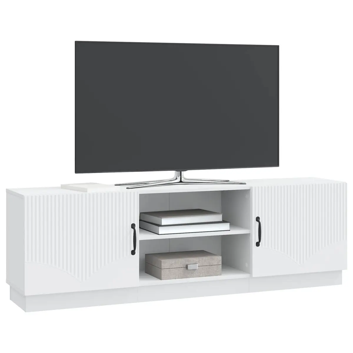 White TV Cabinet 150cm with LED Lighting