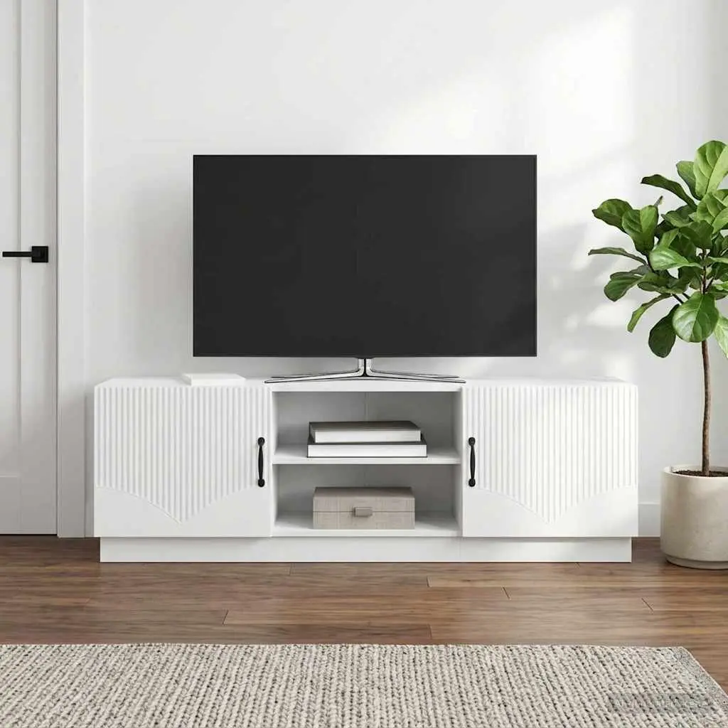White TV Cabinet 150cm with LED Lighting