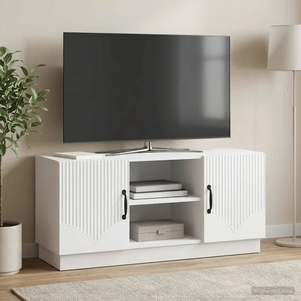 White Modern TV Cabinet Entertainment Centre Storage Unit Engineered Wood 102x34.5x47cm