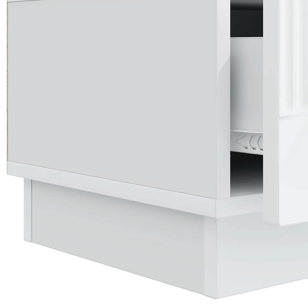 White TV Cabinet with Storage Shelves and Drawer