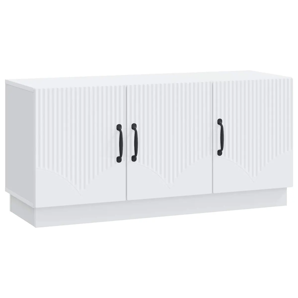White TV Cabinet with Storage Shelves and Drawers