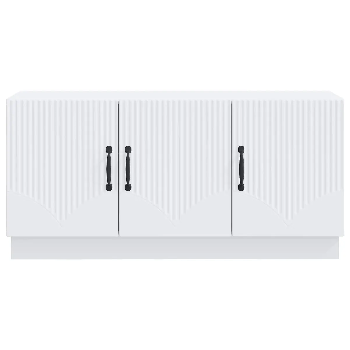 White TV Cabinet with Storage Shelves and Drawers