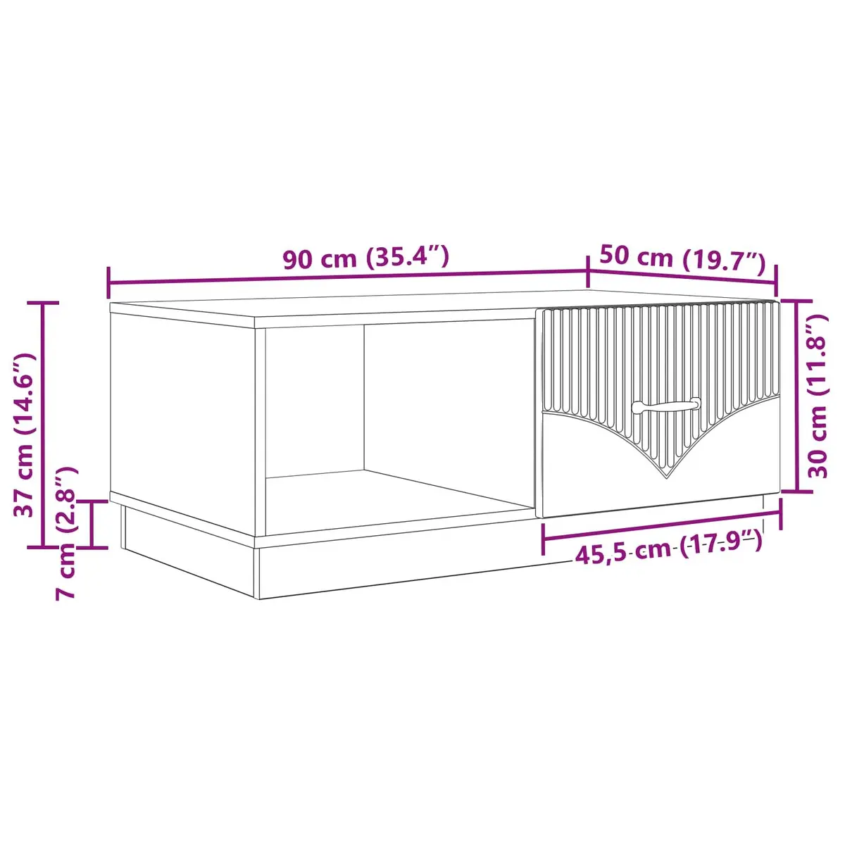Coffee Table White Storage Cabinet 90x50x37 cm Engineered Wood Modern