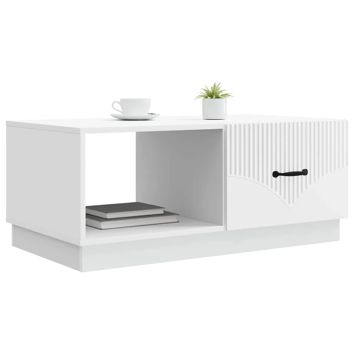 Coffee Table White Storage Cabinet 90x50x37 cm Engineered Wood Modern