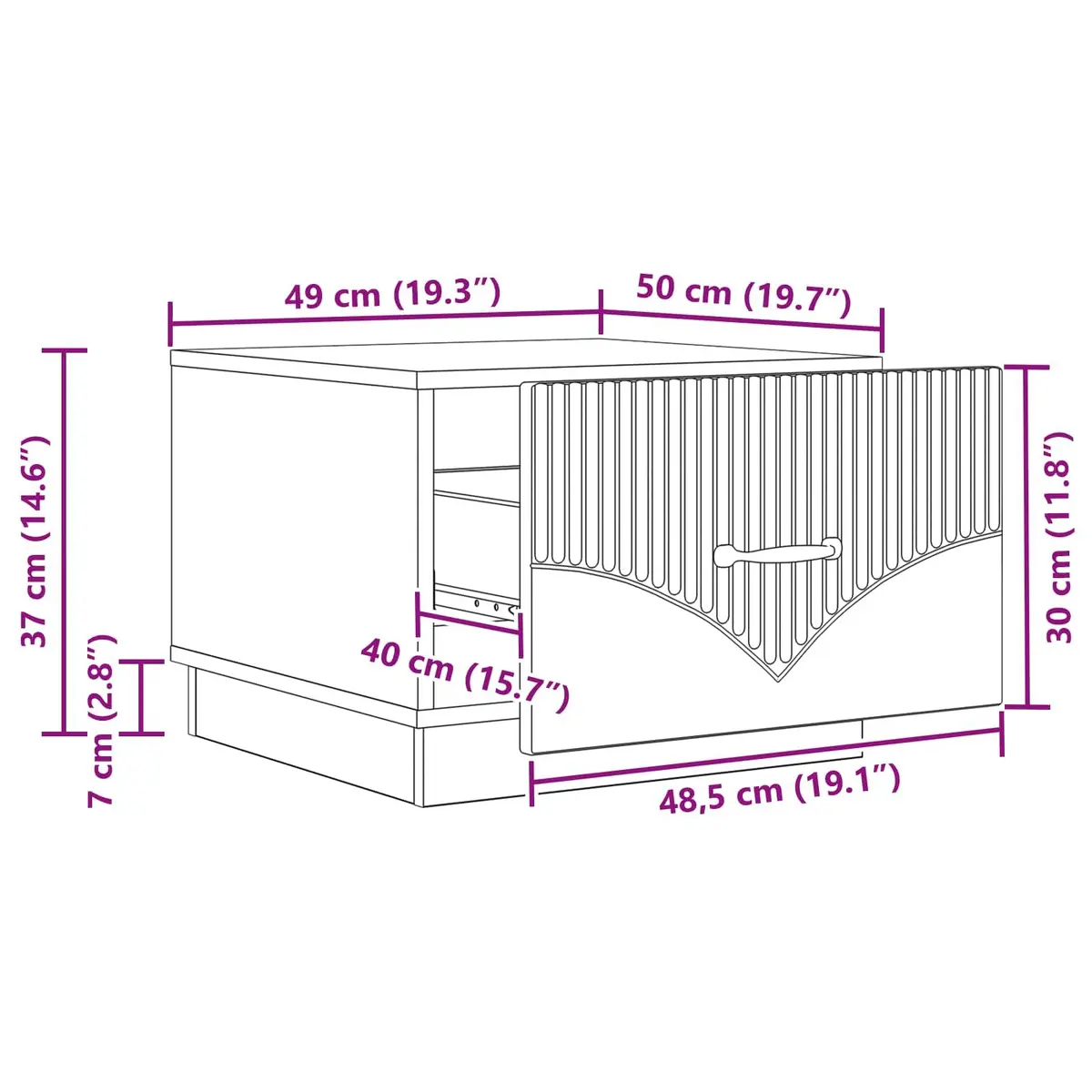Coffee Table White Modern 49x50x37cm Engineered Wood