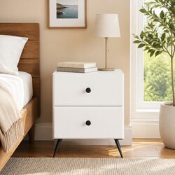 White Bedside Cabinet for Bedroom Storage 43 x 34.5 x 47.5 cm