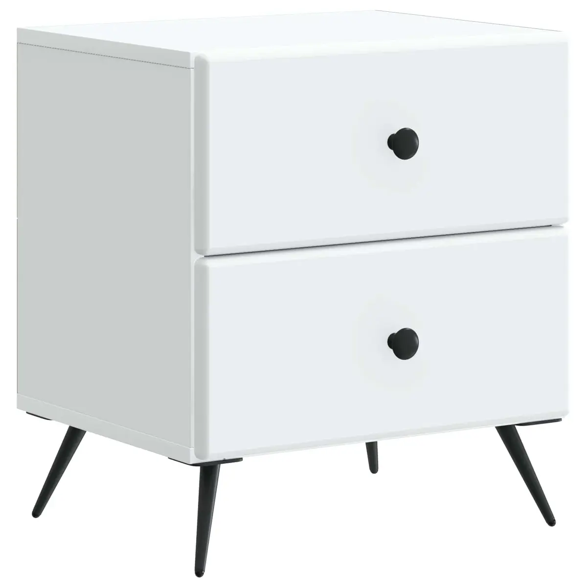 Bedside Cabinet White 43 x 34.5 x 47.5 cm Engineered Wood Nightstand Bedroom Storage Table