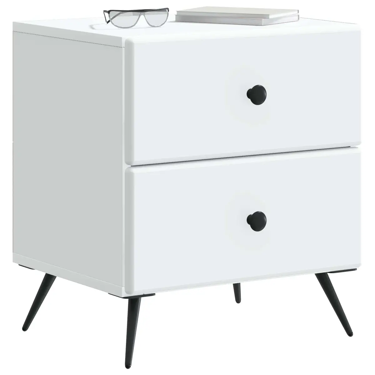 Bedside Cabinet White 43 x 34.5 x 47.5 cm Engineered Wood Nightstand Bedroom Storage Table