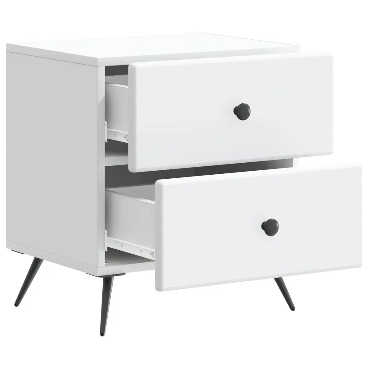 Bedside Cabinet White 43 x 34.5 x 47.5 cm Engineered Wood Nightstand Bedroom Storage Table