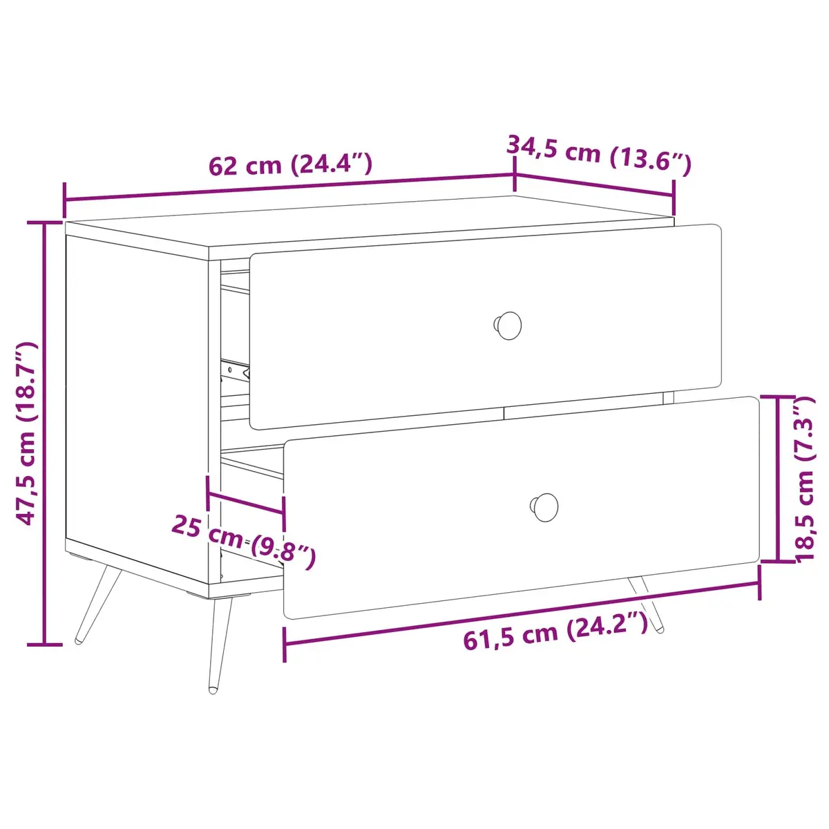White Bedside Cabinet for Bedroom Storage