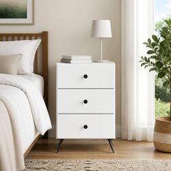 White Modern Bedside Cabinet with Storage Drawer