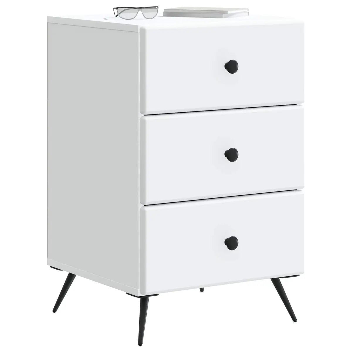 White Modern Bedside Cabinet with Storage Drawer
