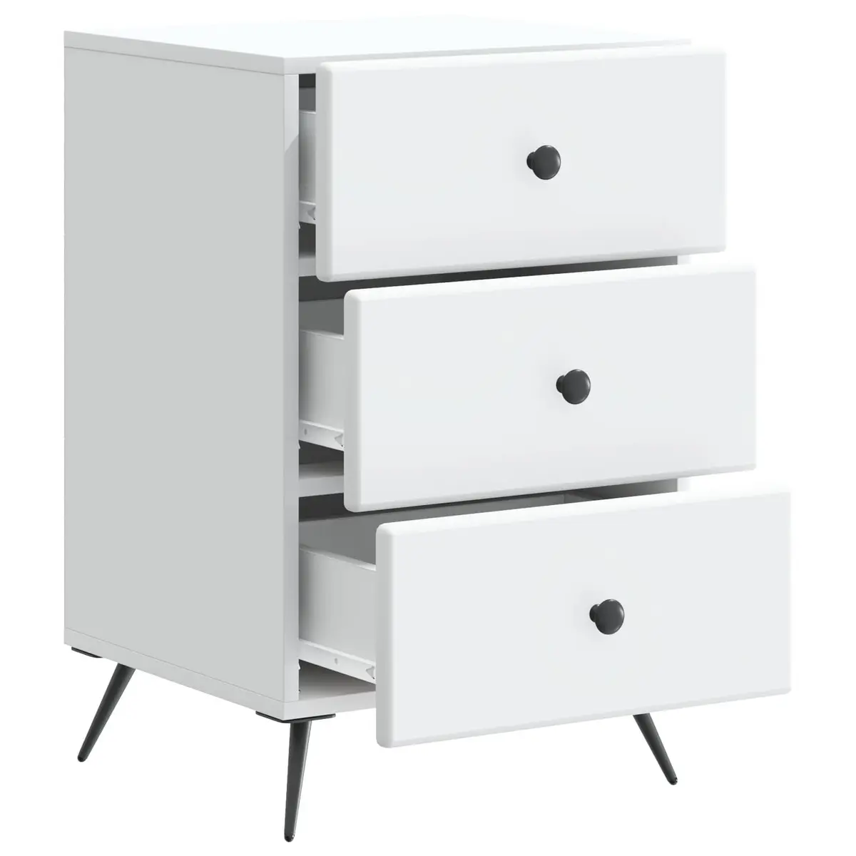 White Modern Bedside Cabinet with Storage Drawer