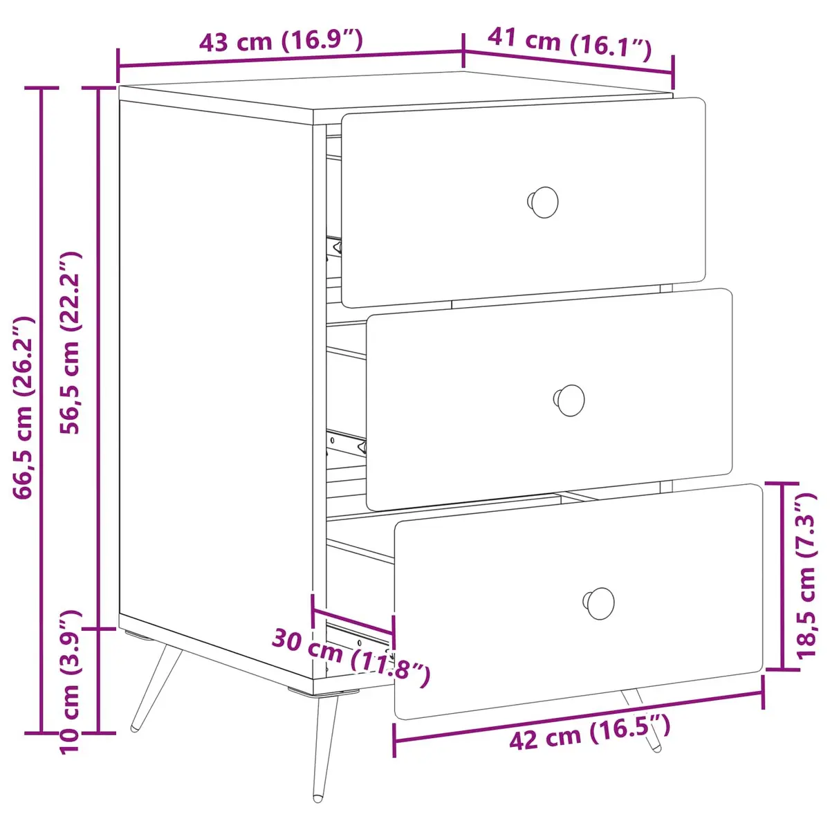 White Modern Bedside Cabinet with Storage Drawer