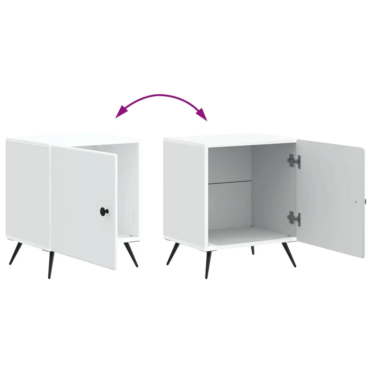 Bedside Cabinet White Modern Nightstand Storage Bedroom Side Table 43x34.5x50cm