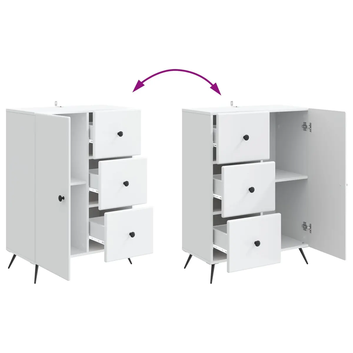 White Sideboard Buffet Storage Cabinet Dining Room Furniture 66x34.5x90cm