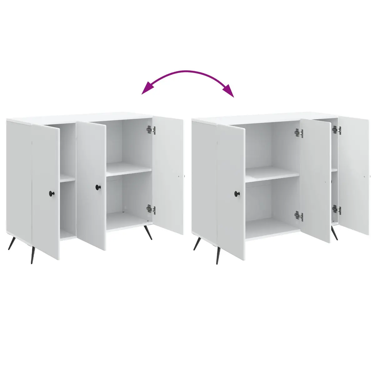 Engineered Wood Sideboard Storage Cabinet White 89cm x 34.5cm x 80cm Suitable for Living and Dining Room