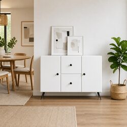 Elegant White Sideboard Buffet Storage Cabinet