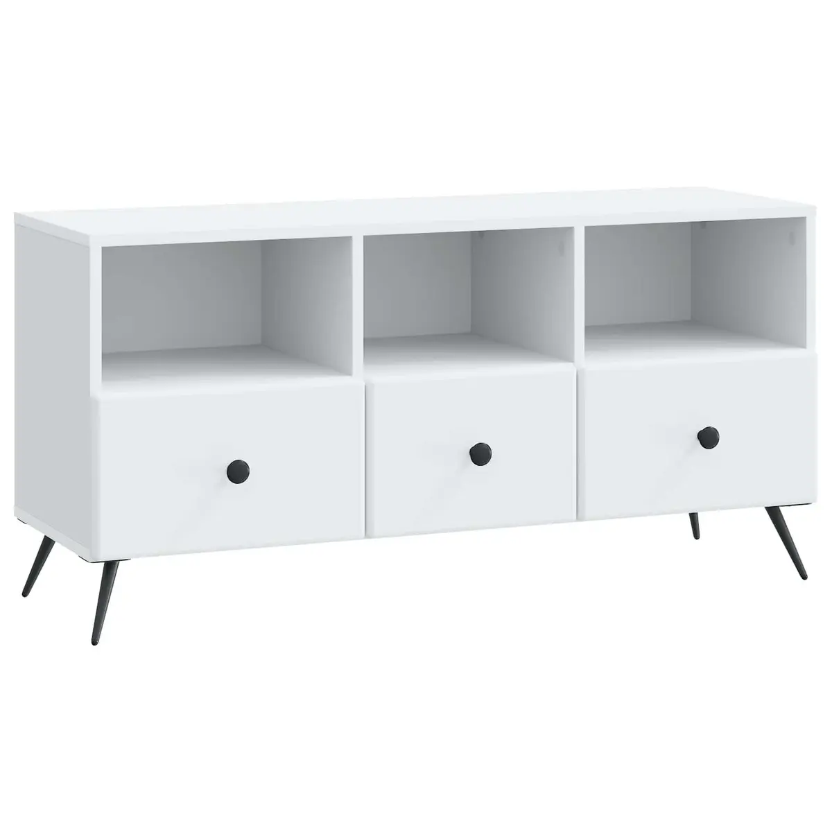 White Engineered Wood TV Cabinet with Storage Drawers