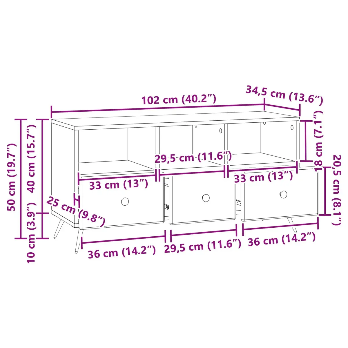 White Engineered Wood TV Cabinet with Storage Drawers
