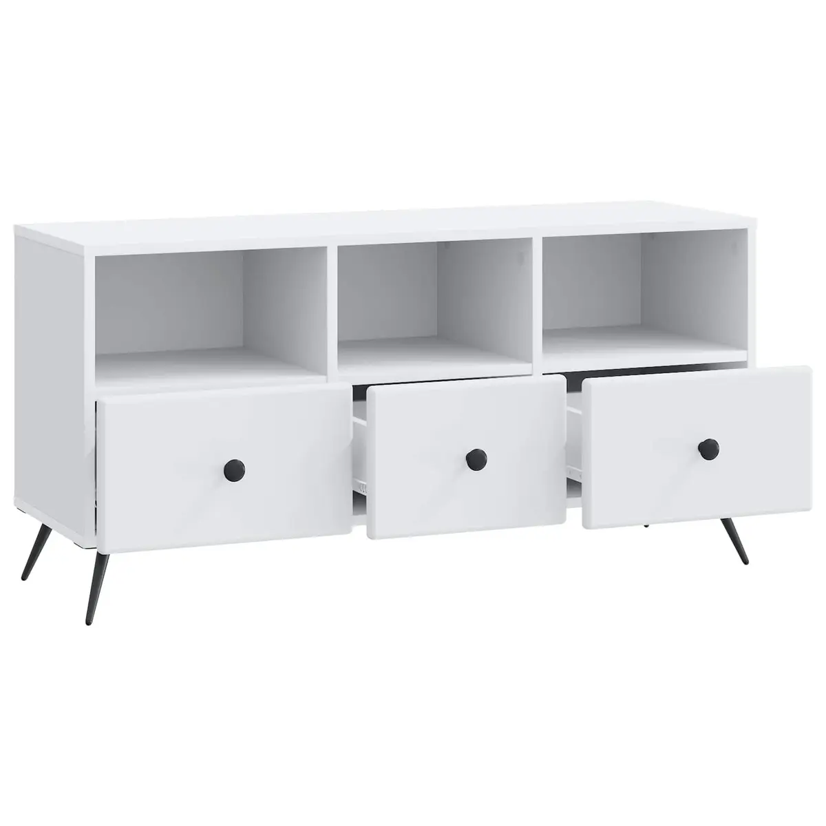 White Engineered Wood TV Cabinet with Storage Drawers