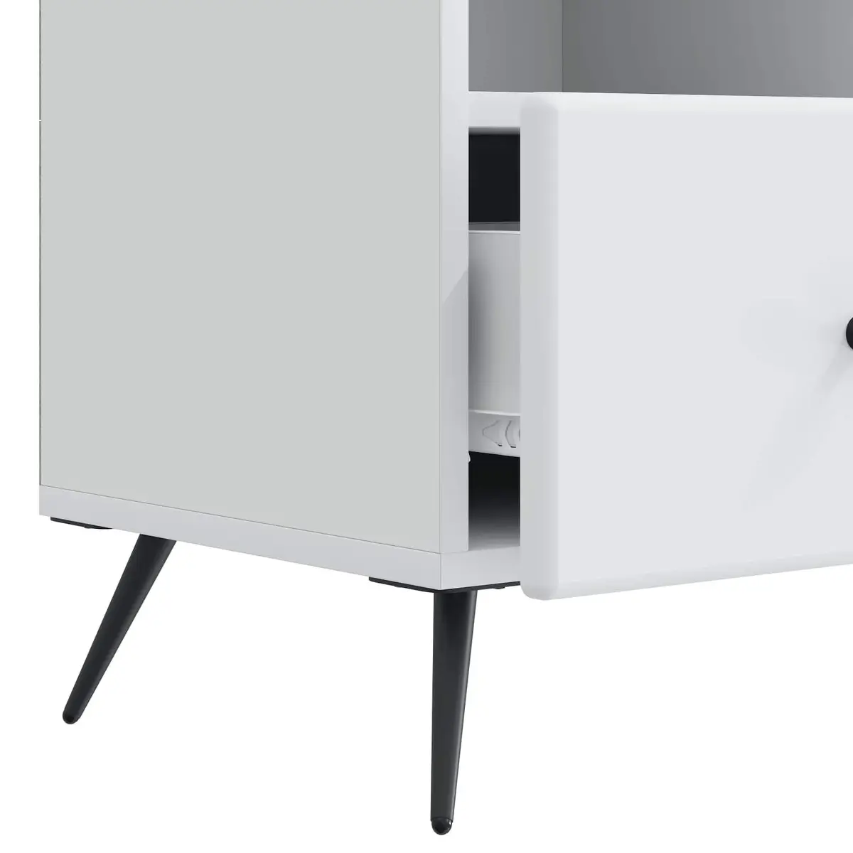 White Engineered Wood TV Cabinet with Storage Drawers